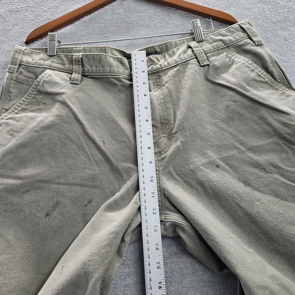 Carhartt Men Pants 40X30 Khaki Carpenter Canvas Rugged Flex Duck Dungaree READ